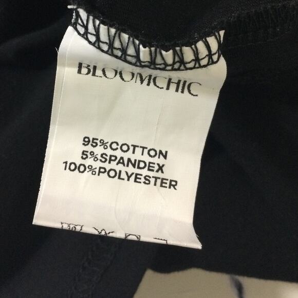 BLOOMCHIC 14-16 1X Plus Black Chiffon Patchwork Puff Sleeve T shirt NWT B88 - Picture 9 of 9